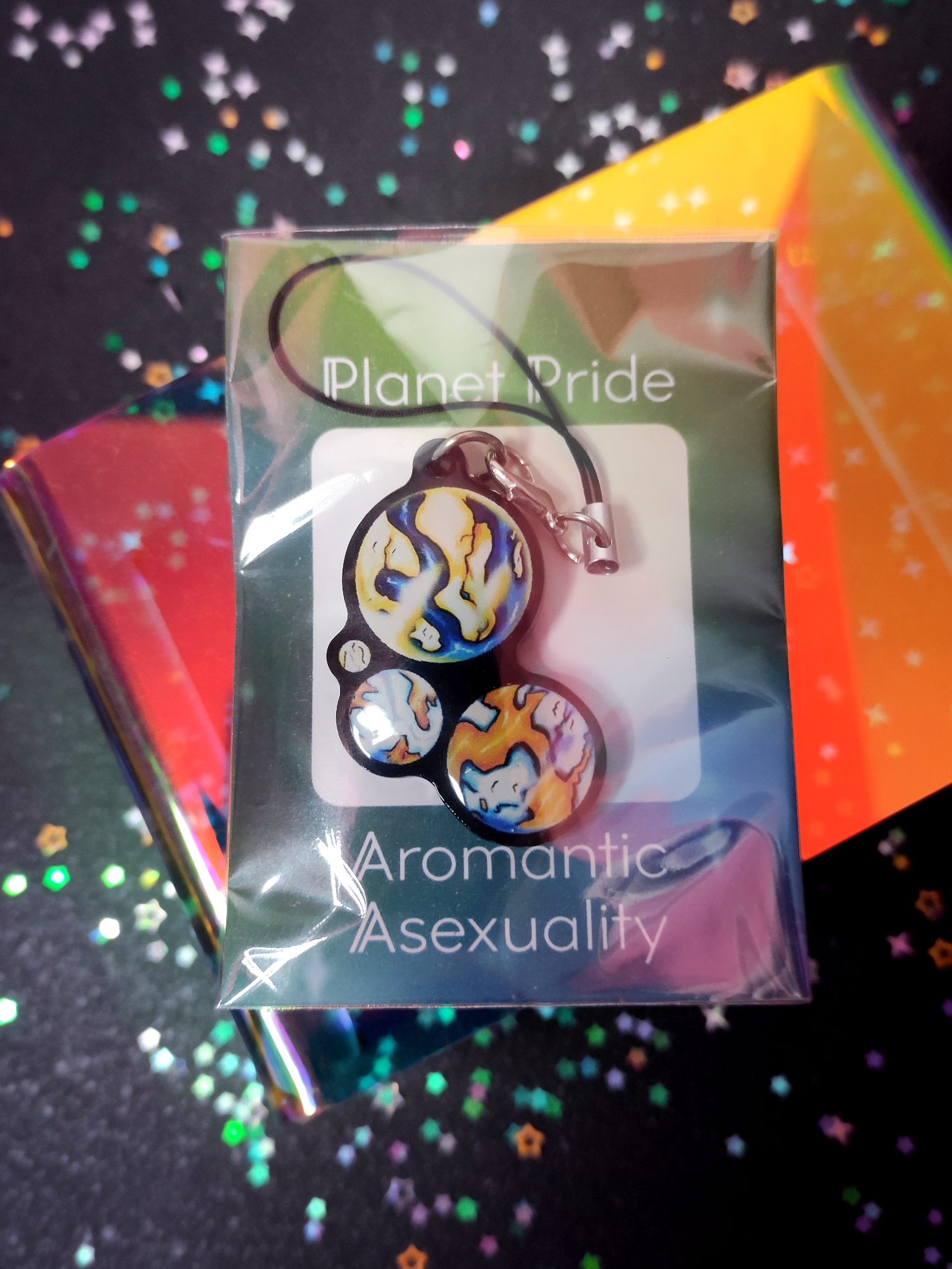 Planet Pride: Aromantic-Arosexual Acrylic Keychain