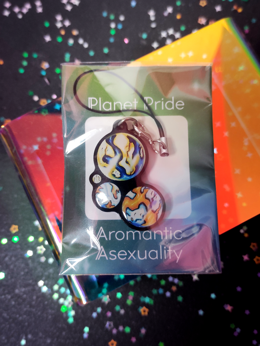 Planet Pride: Aromantic-Arosexual Acrylic Keychain
