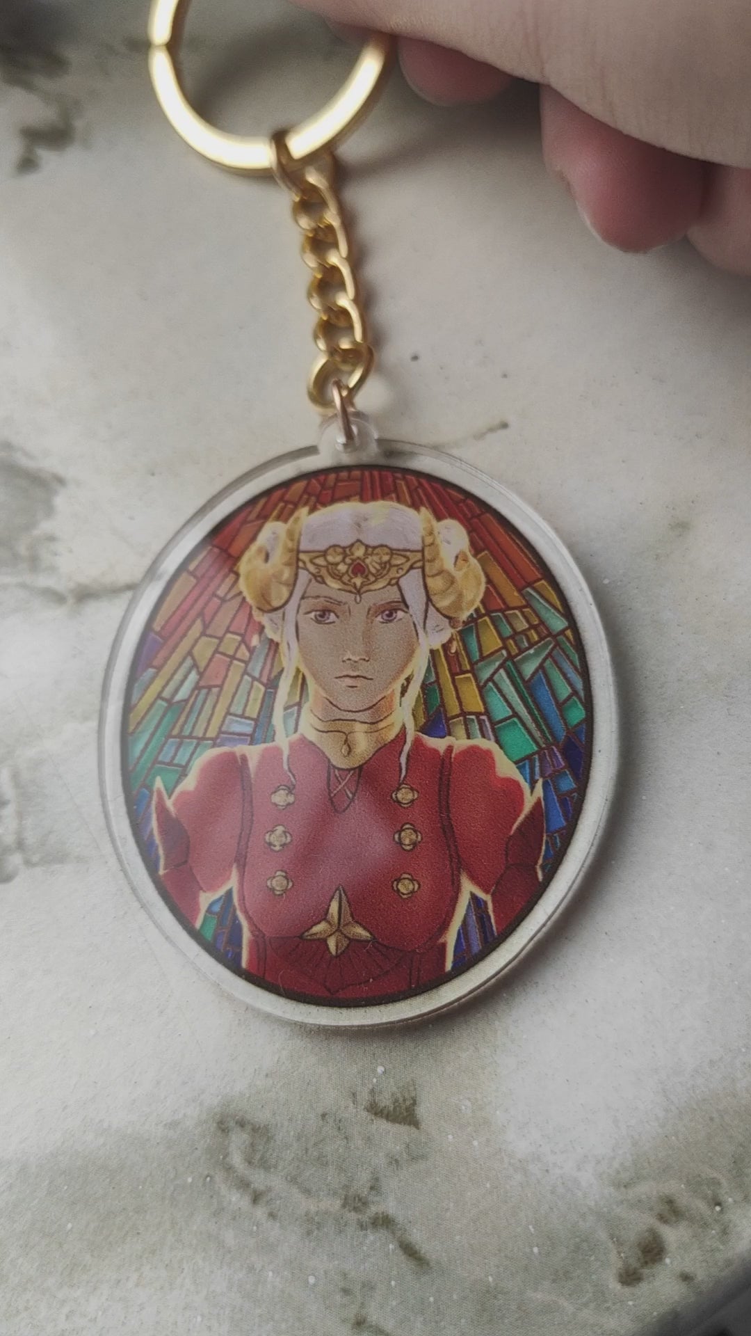 FE3H: Glass Stain Empress Edelgard - double sided acrylic keychain