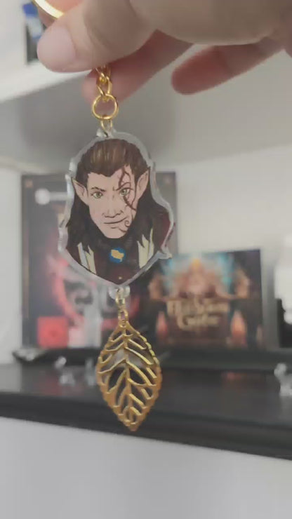 BG3: Halsin - double sided acrylic keychain with extra pendant